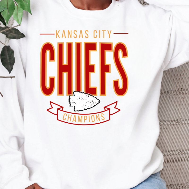 KANSAS CITY CHIEFS CHAMPIONS [White or Black Gildan Softstyle Tee, Crewneck Sweatshirt or Hoodie]  Main Image